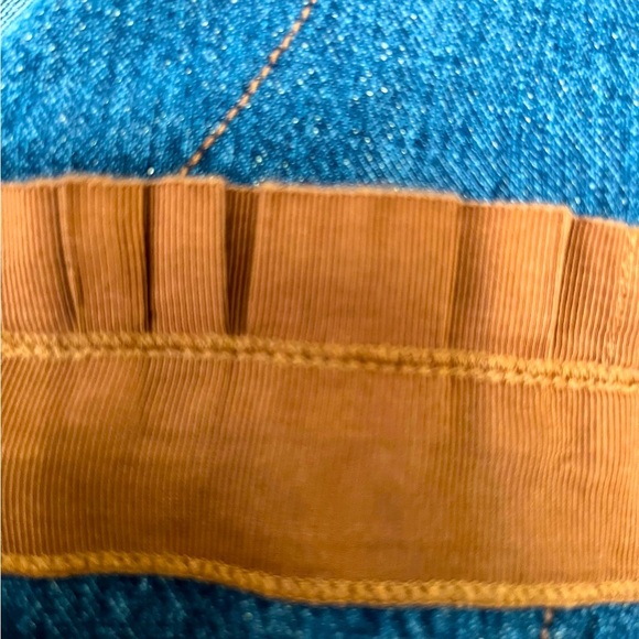 Vintage Denim Dress Size 8 60s 70s Ribbon Bow Around Chest Sparkle in Fabric - Picture 3 of 15